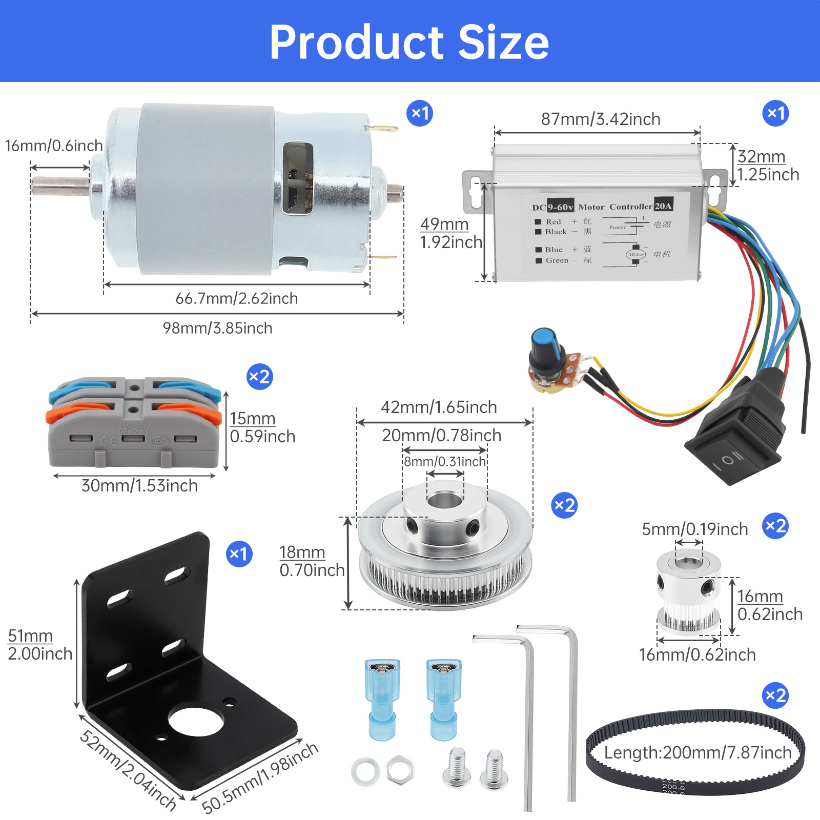 12V-24V 775 Electric DC Motor  - đánh giá và giá Gt2 Pulley