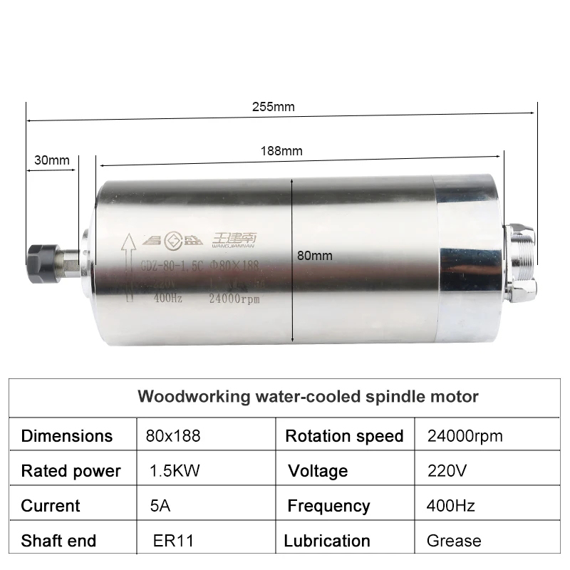 GDZ-80 1.5KW ER11 CNC Water Co - đánh giá và giá Water Cooled Spindle