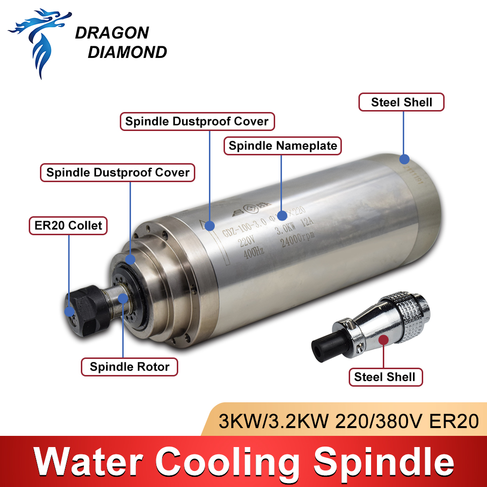 3KW 2.2KW Nước Làm Lạnh Làm Má - đánh giá và giá Water Cooled Spindle