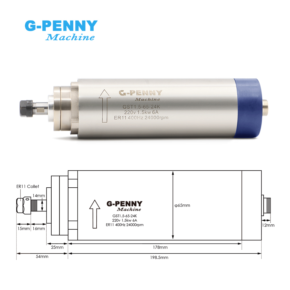G-PENNY Machine 1.5kw ER11 air - đánh giá và giá Water Cooled Spindle